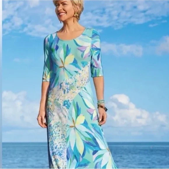 NEW Soft Surroundings Stella Maxi Dress MEDIUM 10 12 Coastal Resortwear Vacation - Picture 3 of 12